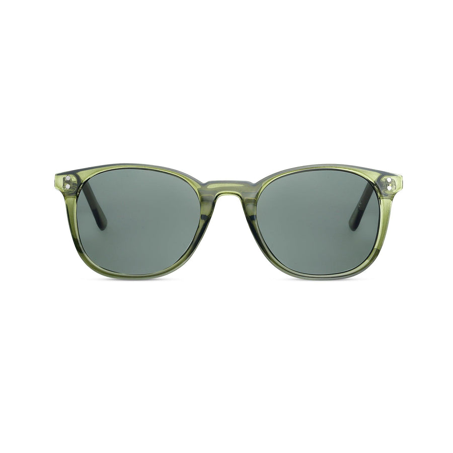 WEATHERPROOF VINTAGE Designer Sunglasses for Men, UV400 Protection, Oval Frame Embedded with Metal Wire Core for Strength - Crystal Green - Austin - TWELVE