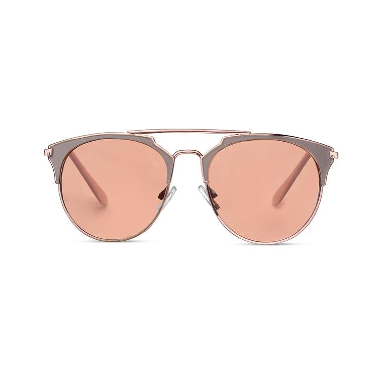 TWELVE Medium Oval Classic Frame Non-Polarized Sunglasses for Women and Men Vintage Style 100% UV Protection Lens - Nude Rose Gold - TWELVE