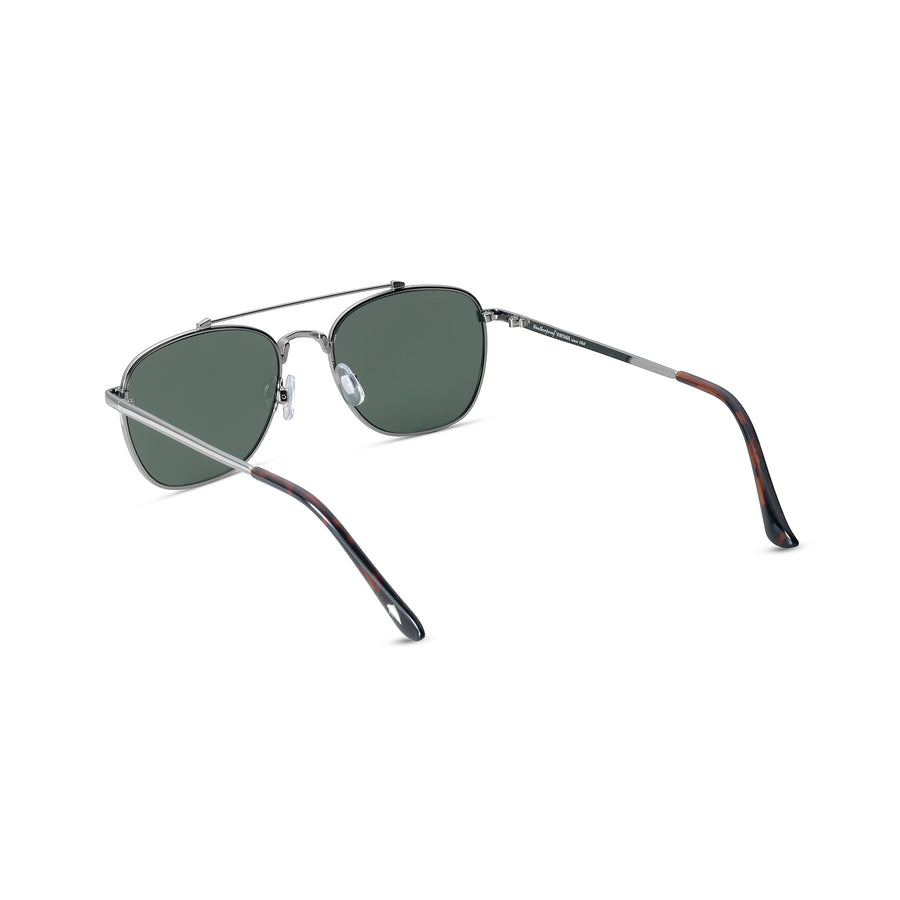 WEATHERPROOF VINTAGE Designer Sunglasses for Men & Women, UV400 Protection, Metal Square Aviator Frame, Shiny Black Tip - Shiny Light Gunmetal - Greenwich - TWELVE