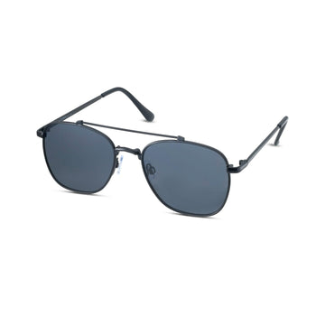 WEATHERPROOF VINTAGE Designer Sunglasses for Men & Women, UV400 Protection, Metal Square Aviator Frame, Shiny Black Tip - Matte Black - Greenwich - TWELVE