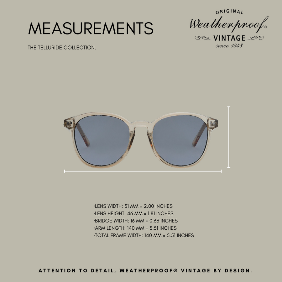 WEATHERPROOF VINTAGE Designer Sunglasses for Men & Women, UV400 Protection, Oval Frame Embedded with Metal Wire Core for Strength - Crystal Sand - Telluride - TWELVE